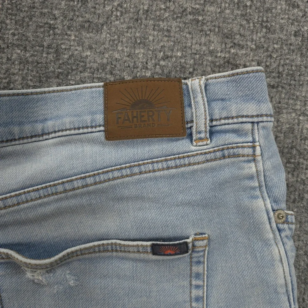 Faherty‎ Shorts Mens 35 Blue Denim Stretch Terry 5 Pocket Cutoff Summer Casual